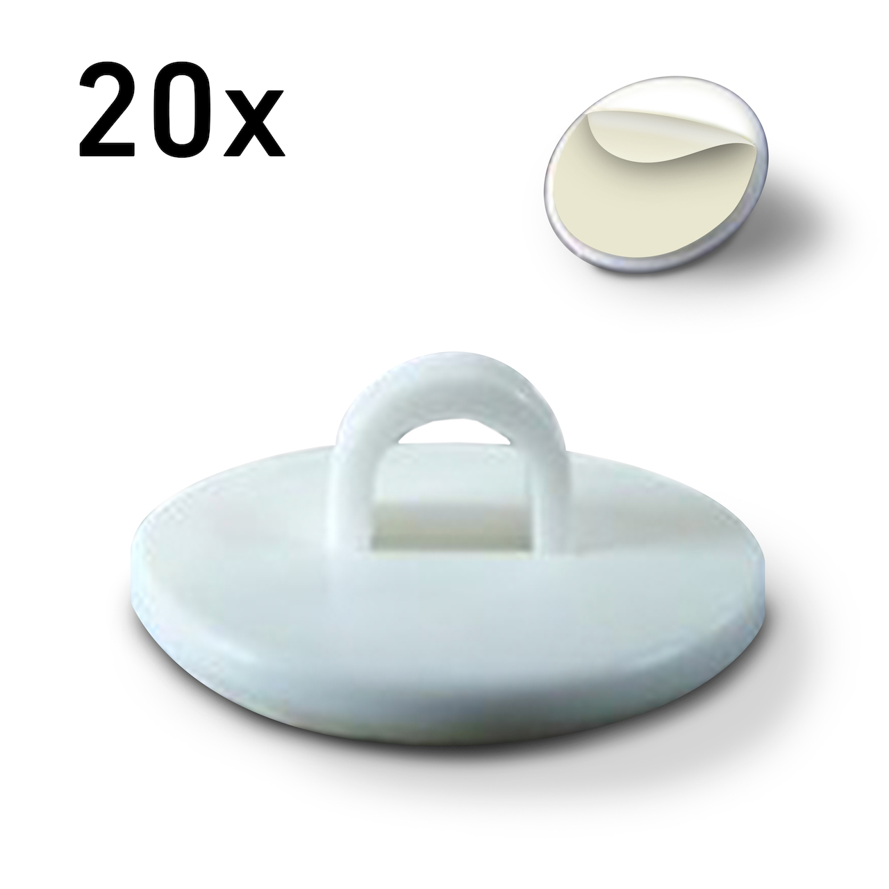 Deckenhaken zum Kleben, weiß 20 mm