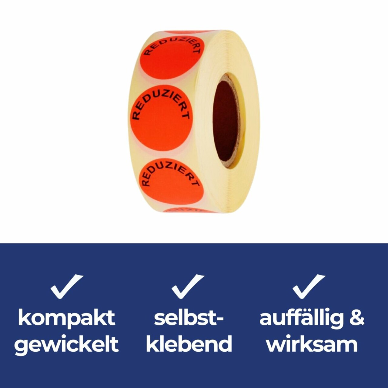 Aktionsetiketten leuchtrot "Reduziert" 32 mm, permanent