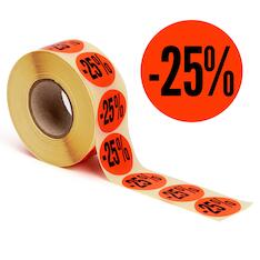 Aktionsetiketten leuchtrot "-25%" 32 mm, permanent