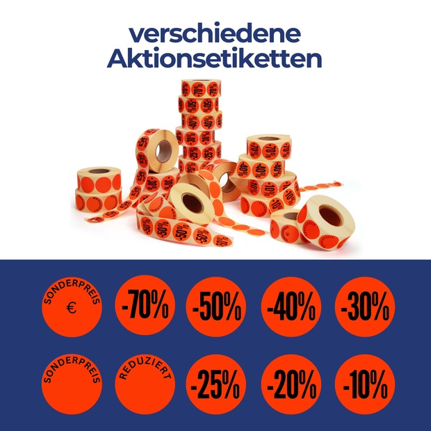 Aktionsetiketten leuchtrot "-25%" 32 mm, permanent