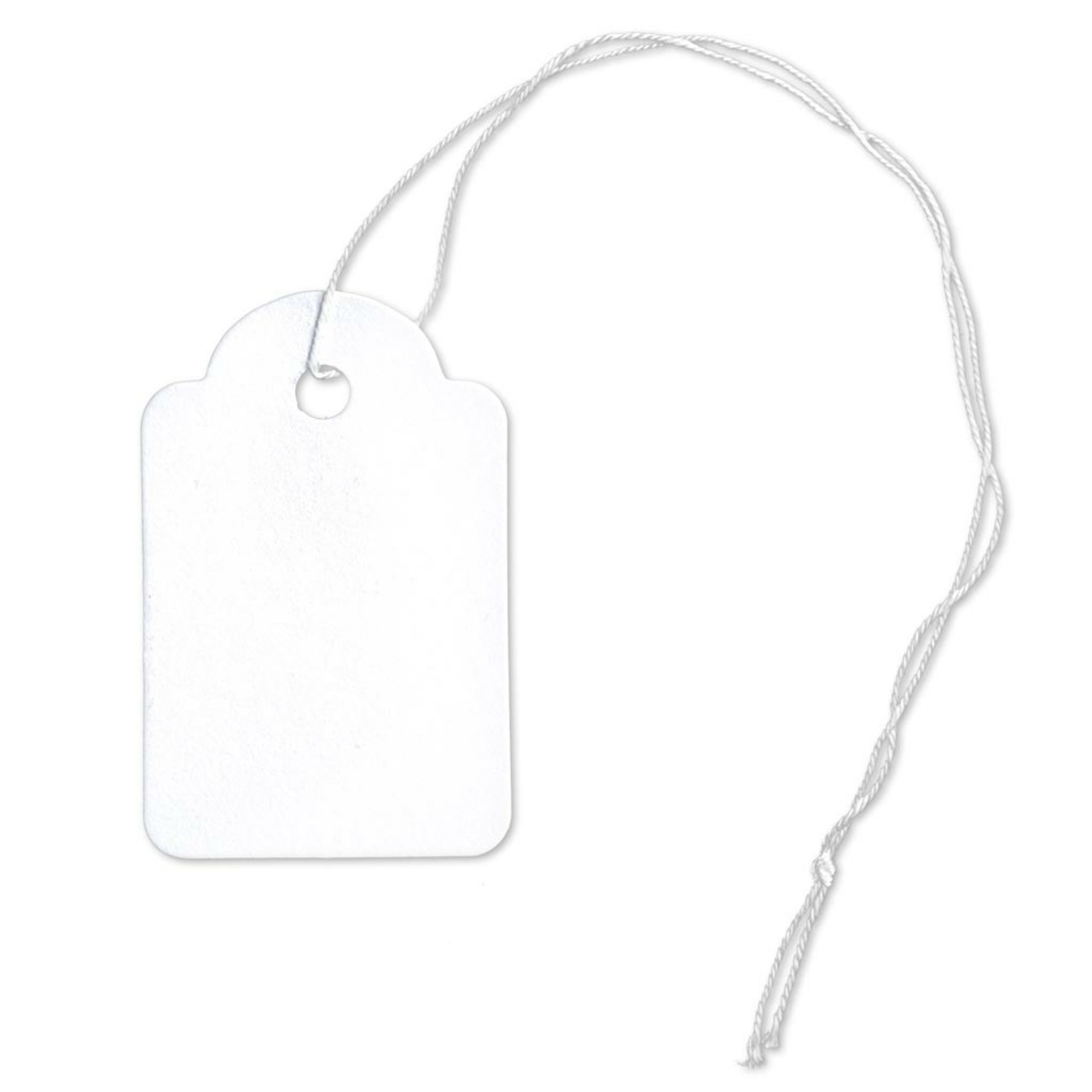 100 Hängeetiketten mit Faden 28x43 mm