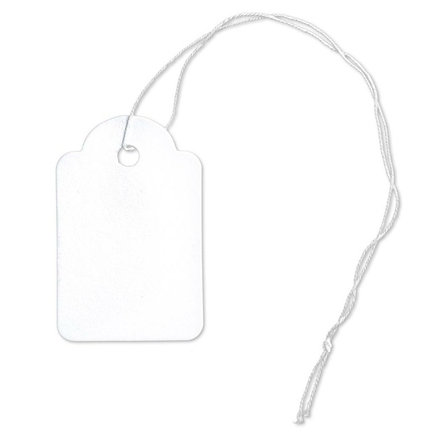 100 Hängeetiketten mit Faden 28x43 mm