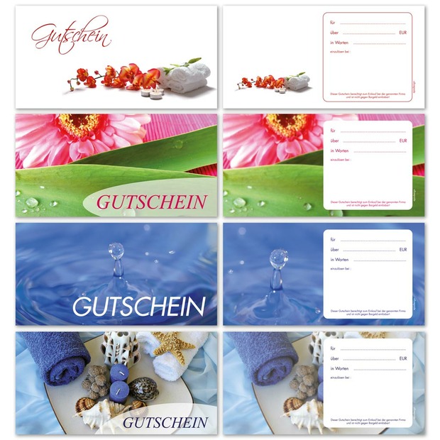 Geschenkgutscheine -Wellness Sortiment- 4-fach sortiert