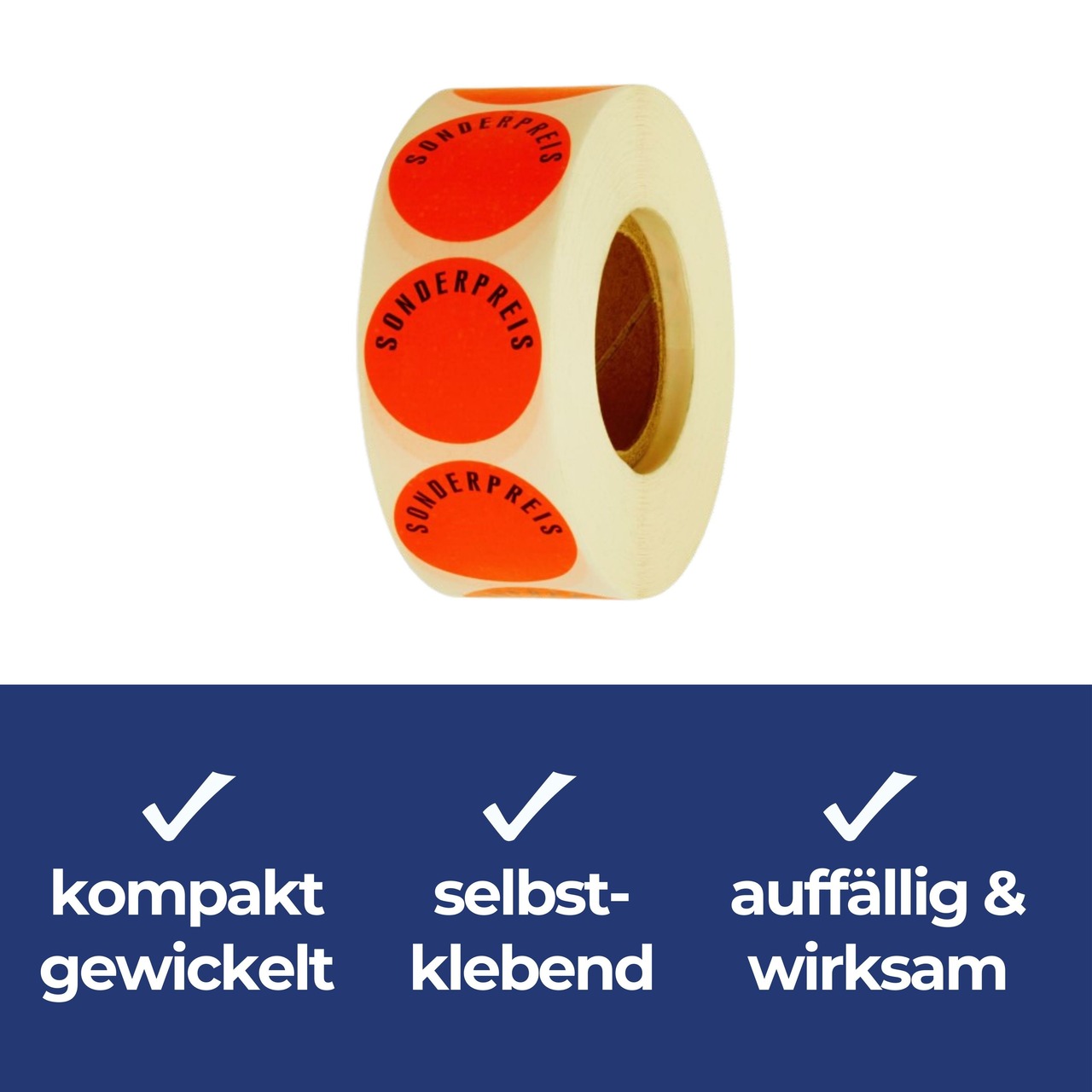 Aktionsetiketten leuchtrot "Sonderpreis" 32 mm, permanent