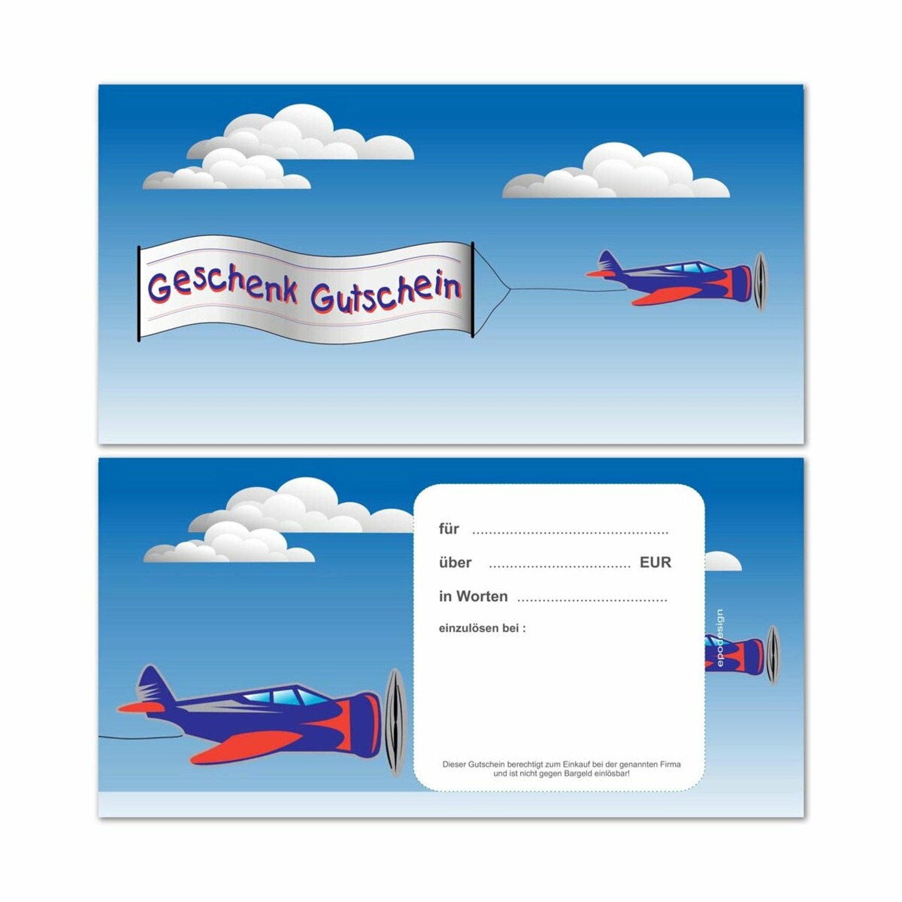 Geschenkgutscheine -Flugzeug-