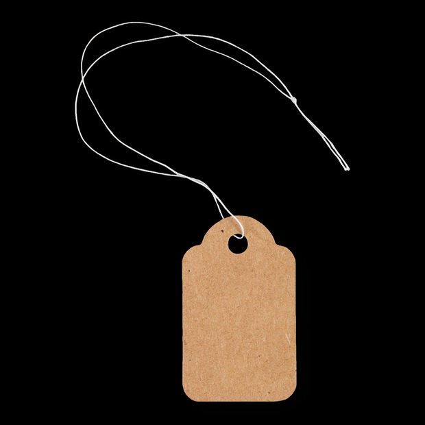 100 Hängeetiketten mit Faden, brauner Umweltkarton 25x39 mm