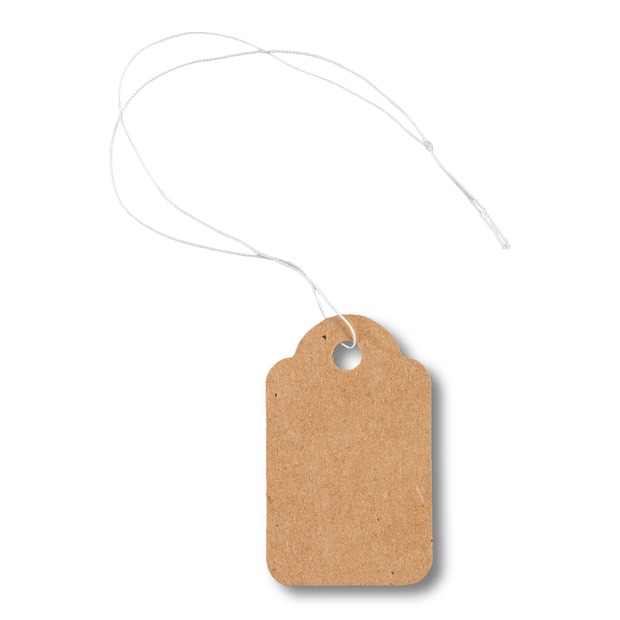 100 Hängeetiketten mit Faden, brauner Umweltkarton 25x39 mm
