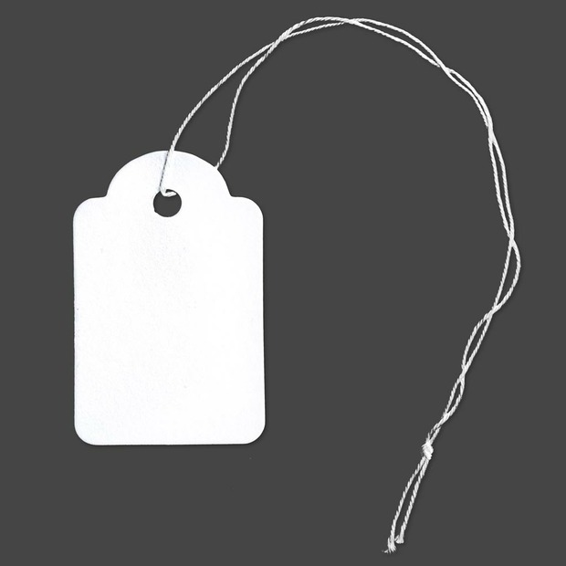 100 Hängeetiketten mit Faden 28x43 mm