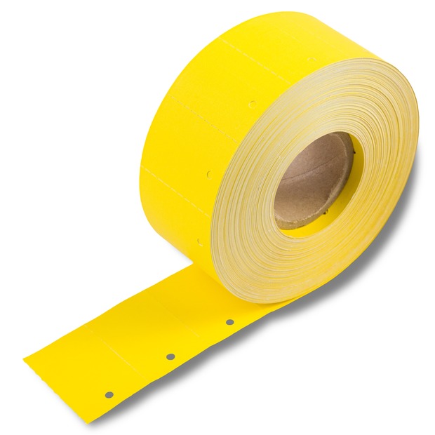 30x45 mm Kartonetiketten auf Rolle, gelb