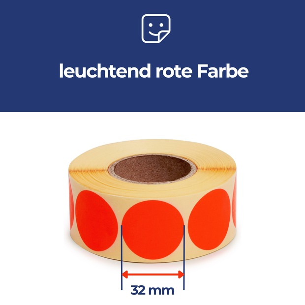 Aktionsetiketten leuchtrot "-50%" 32 mm, permanent