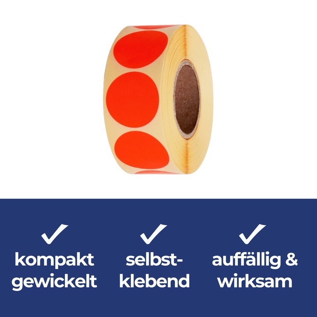 Aktionsetiketten leuchtrot neutral 32 mm, permanent