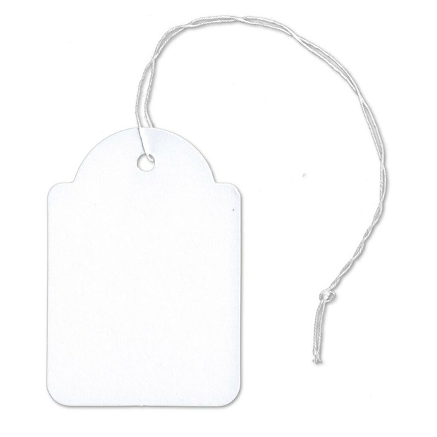 100 Hängeetiketten mit Faden 45x65 mm