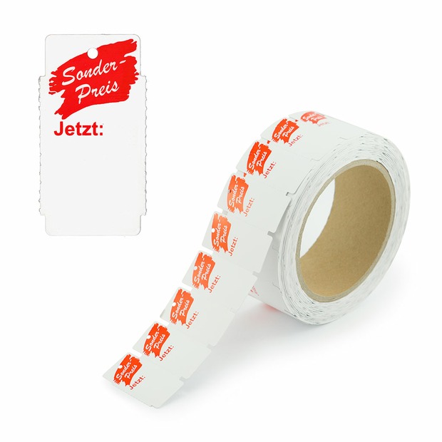 30x58 mm Kartonetiketten auf Rolle, bedruckt -Sonderpreis-