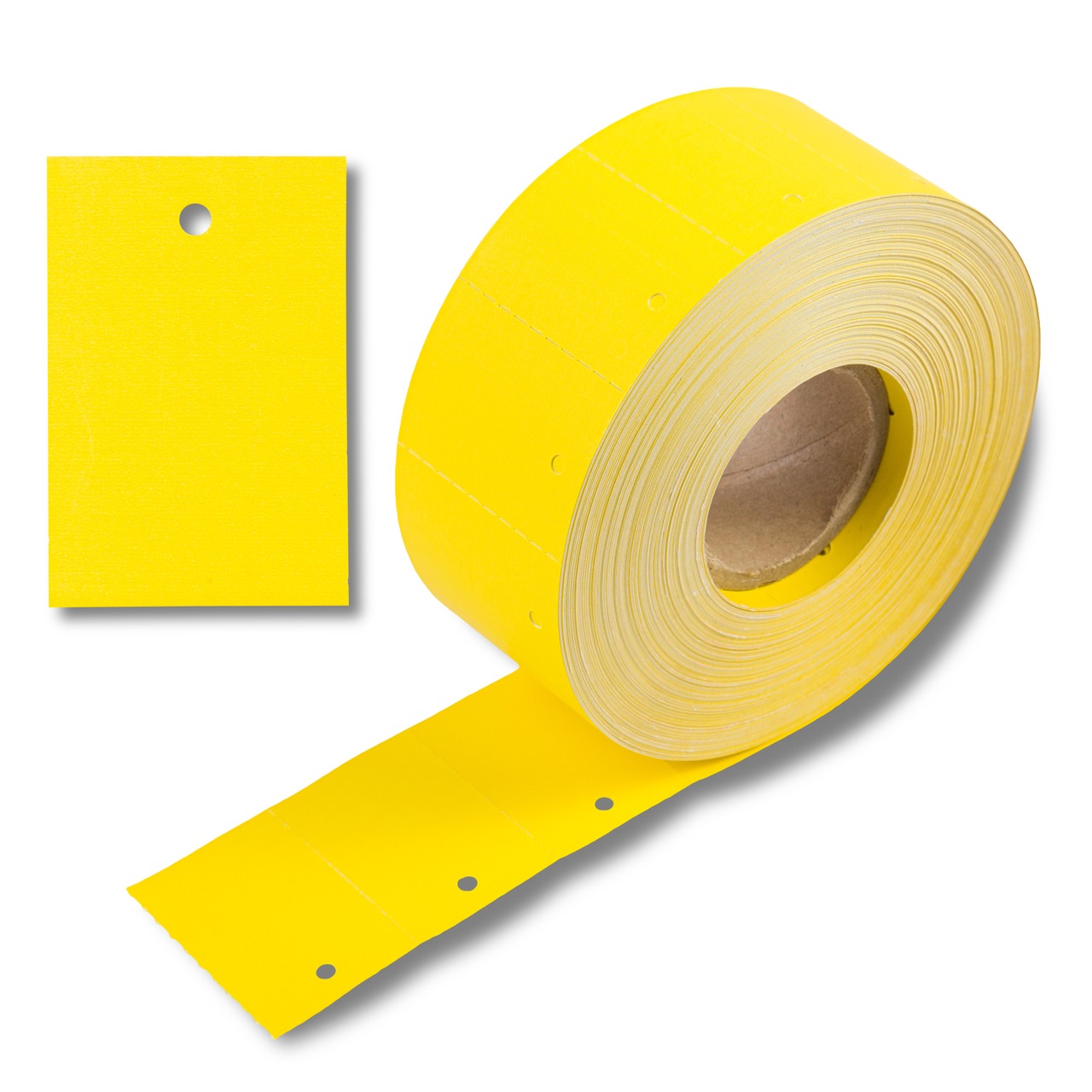 30x45 mm Kartonetiketten auf Rolle, gelb