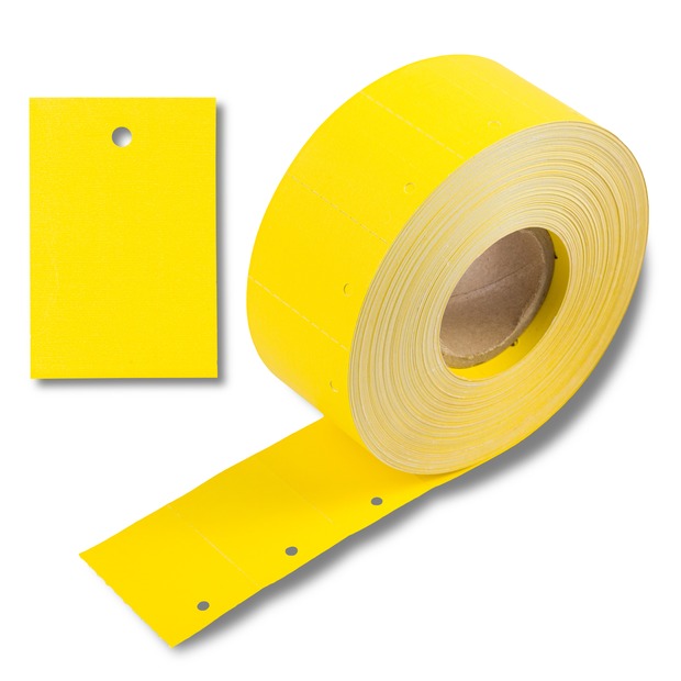 30x45 mm Kartonetiketten auf Rolle, gelb