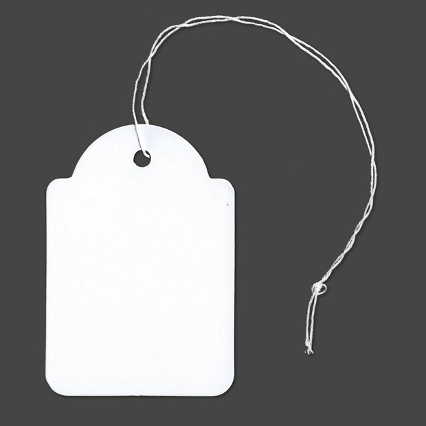 100 Hängeetiketten mit Faden 45x65 mm
