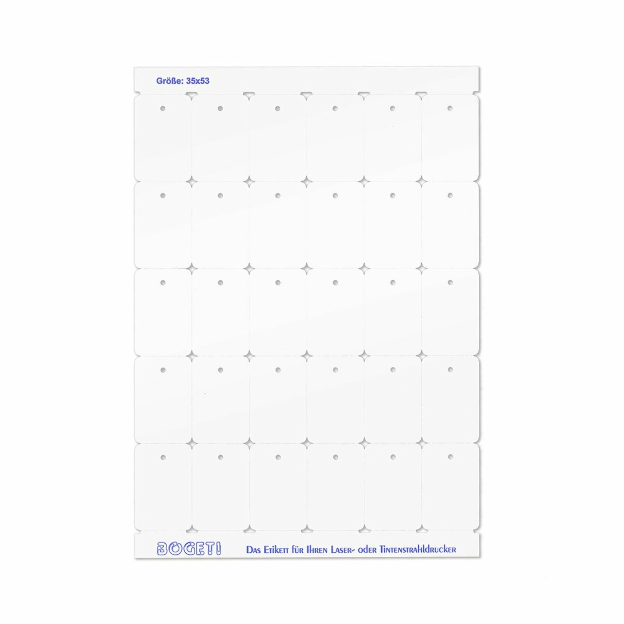 35x53 mm BOGETI Kartonetiketten, DIN-A4 Bogen