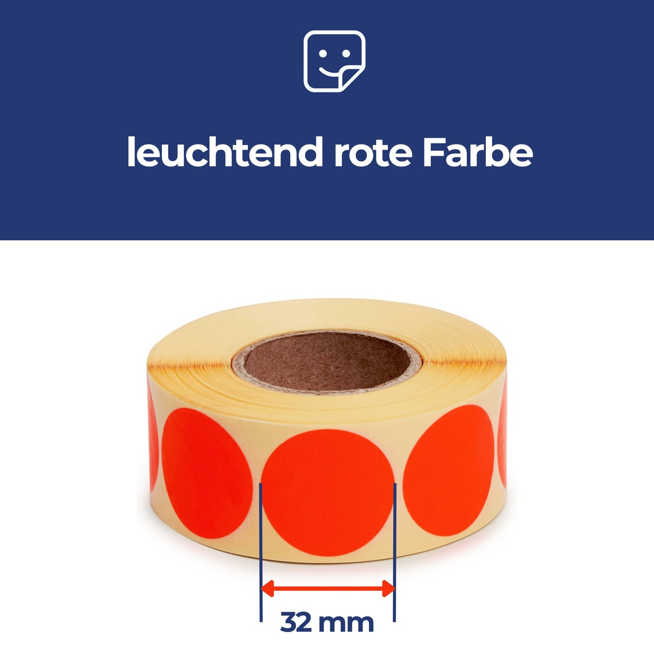 Aktionsetiketten leuchtrot neutral 32 mm, permanent